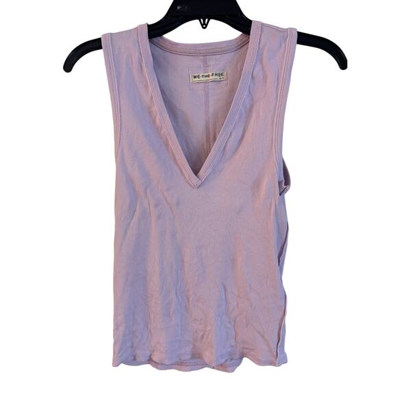 Free People We The Free Neria Tank Top Brush Lilac V Neck Size M Essential - Picture 1 of 5